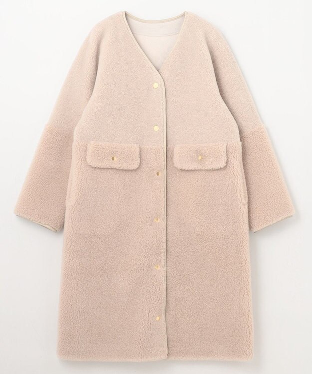 GRACE CONTINENTAL ノーカラーボアムートンコート ベージュ