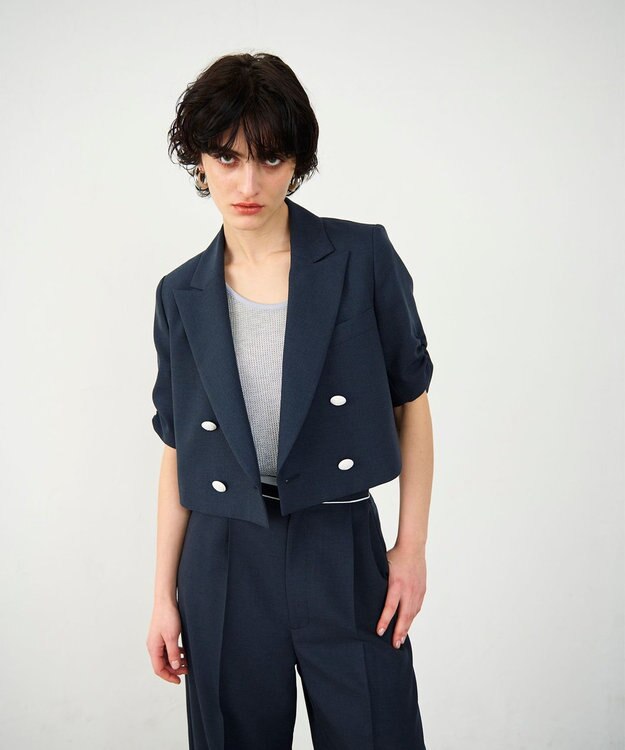 GRACE CONTINENTAL ショートテーラージャケット ネイビー