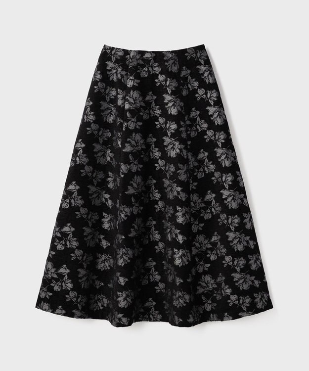 GRACE CONTINENTAL ラメフラワージャガードフレアスカート ブラック