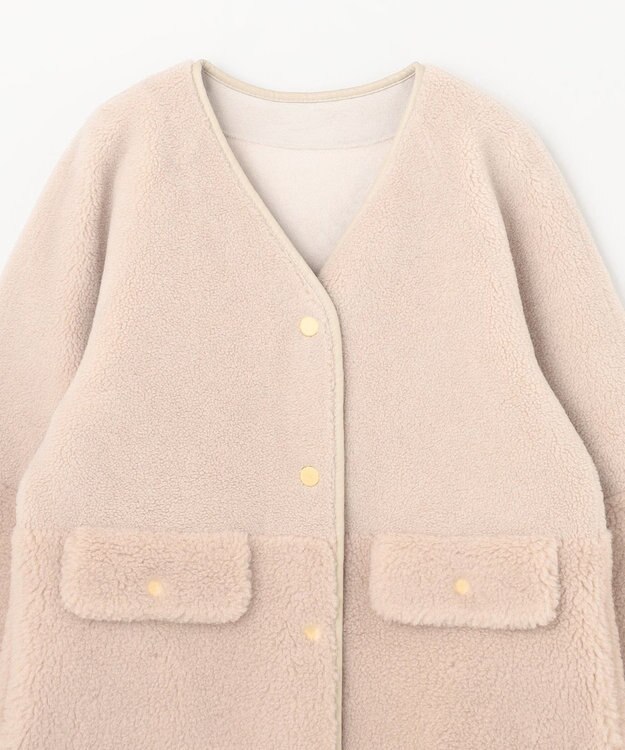 GRACE CONTINENTAL ノーカラーボアムートンコート ベージュ