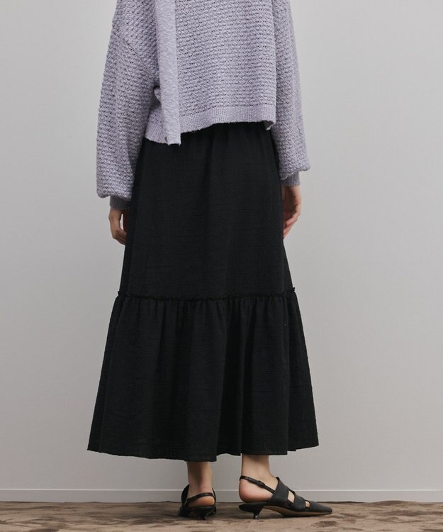 GRACE CONTINENTAL ティアードエンブロイダリースカート ブラック