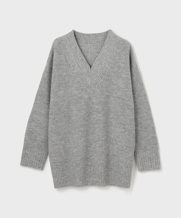 GRACE CONTINENTAL シアーレースニットワンピース グレー