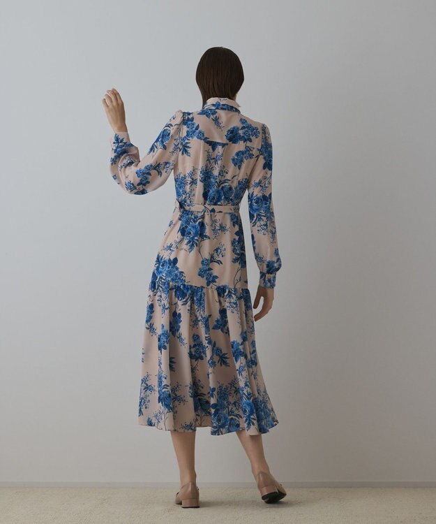 GRACE CONTINENTAL ブーケフラワープリントワンピース ベージュ