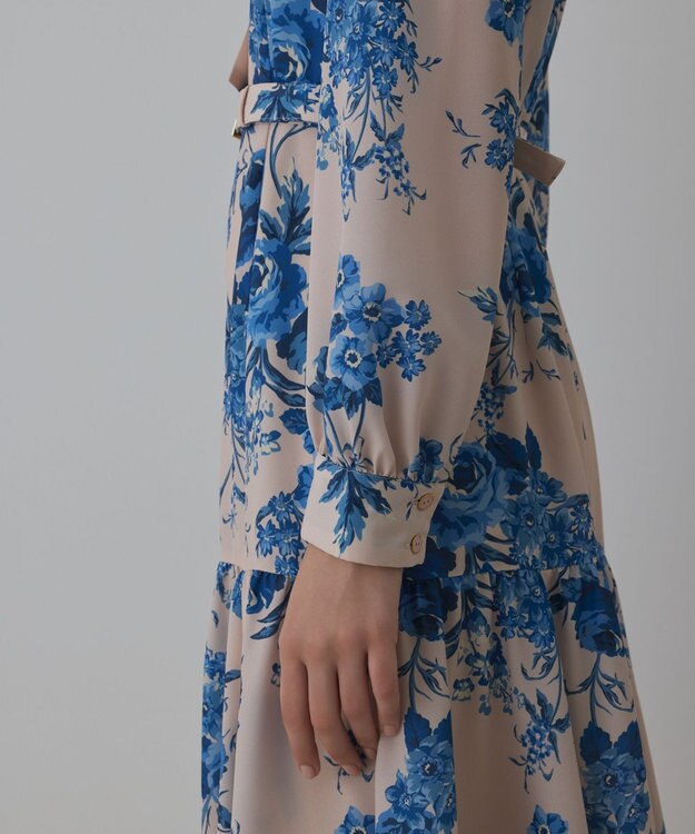 GRACE CONTINENTAL ブーケフラワープリントワンピース ベージュ