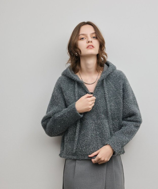 GRACE CONTINENTAL フェザーニットパーカー チャコール