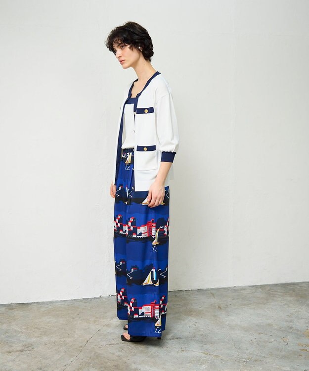 GRACE CONTINENTAL 配色ニットカーディガン ホワイト