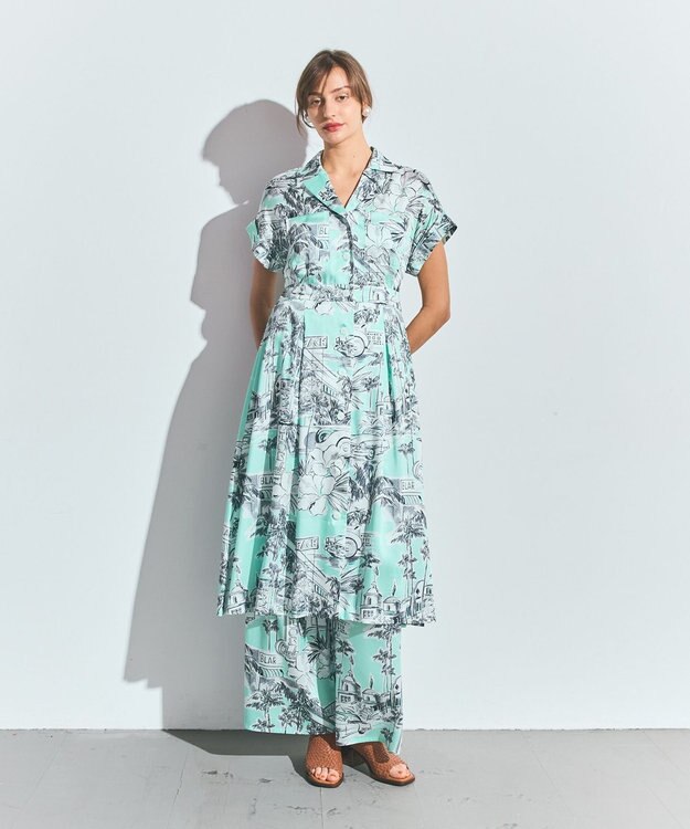 GRACE CONTINENTAL リゾートプリントツイルドレス ミント