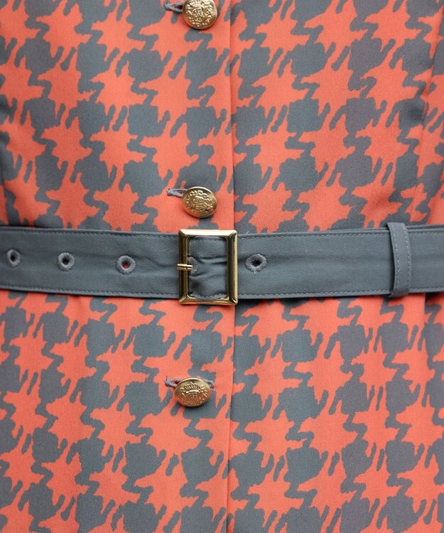 GRACE CONTINENTAL バイカラーチェックプリントワンピース レッド