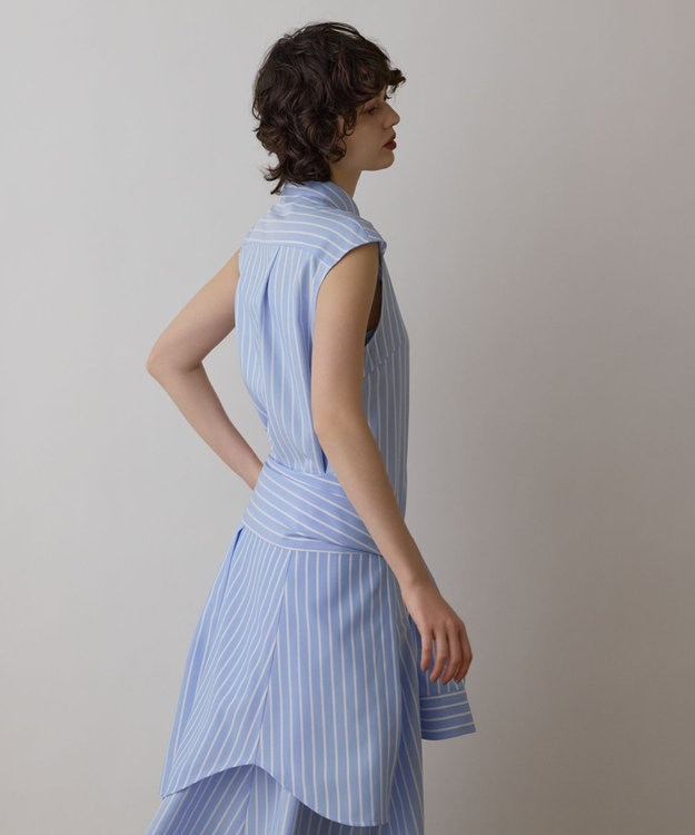 GRACE CONTINENTAL ストライプシャツワンピース ブルー
