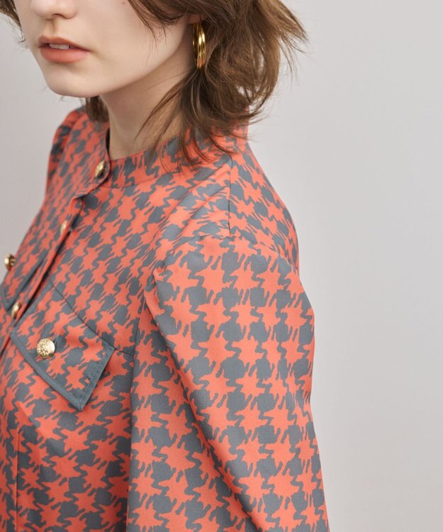 GRACE CONTINENTAL バイカラーチェックプリントワンピース レッド