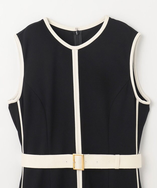 GRACE CONTINENTAL 配色ポンチフレアワンピース ブラック