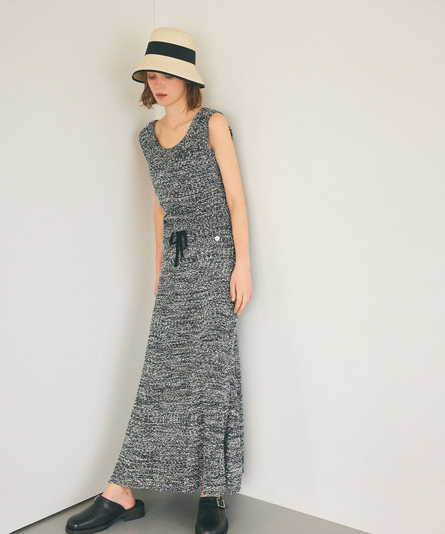 GRACE CONTINENTAL ネップツイードニットスカート ブラック