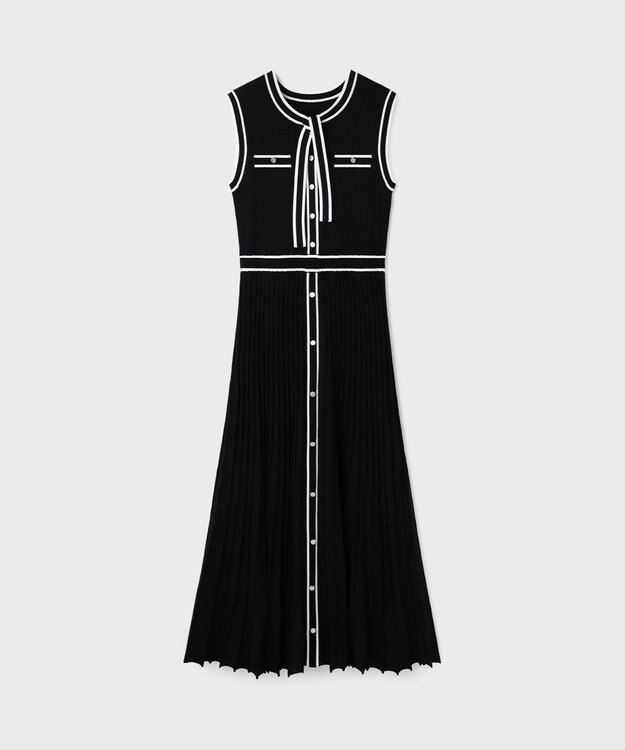GRACE CONTINENTAL バイカラーボウタイニットワンピース ブラック