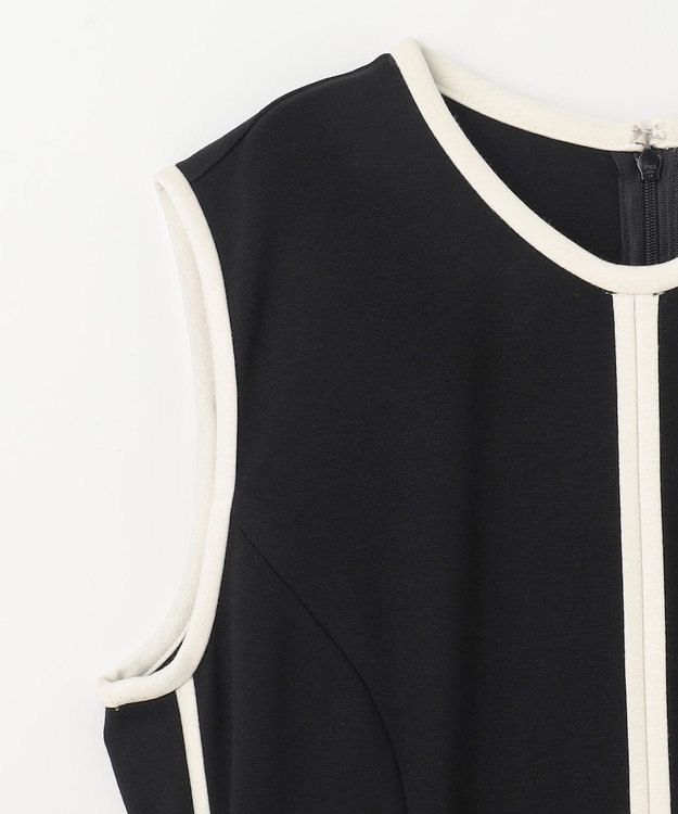 GRACE CONTINENTAL 配色ポンチフレアワンピース ブラック