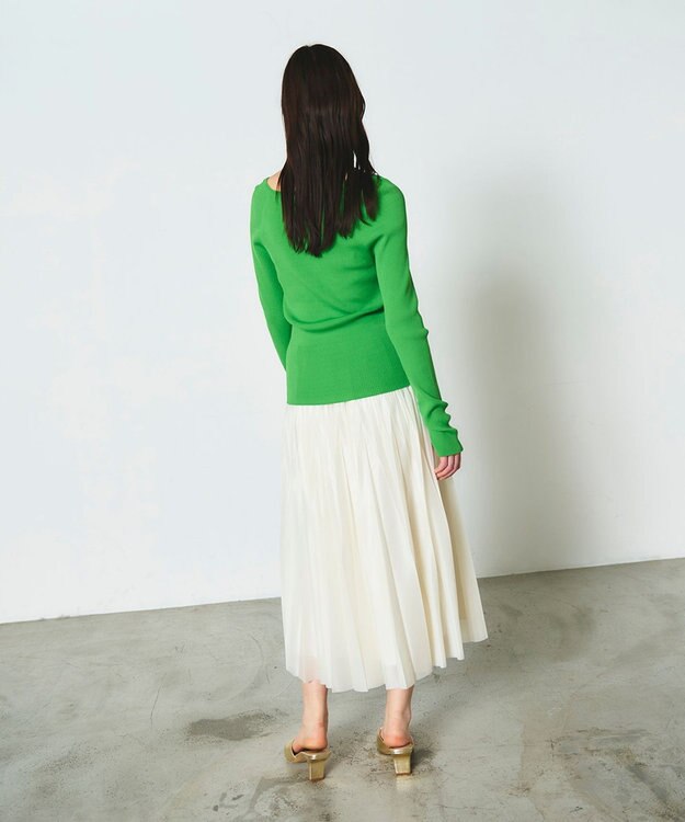 GRACE CONTINENTAL リブスクエアニットトップ グリーン