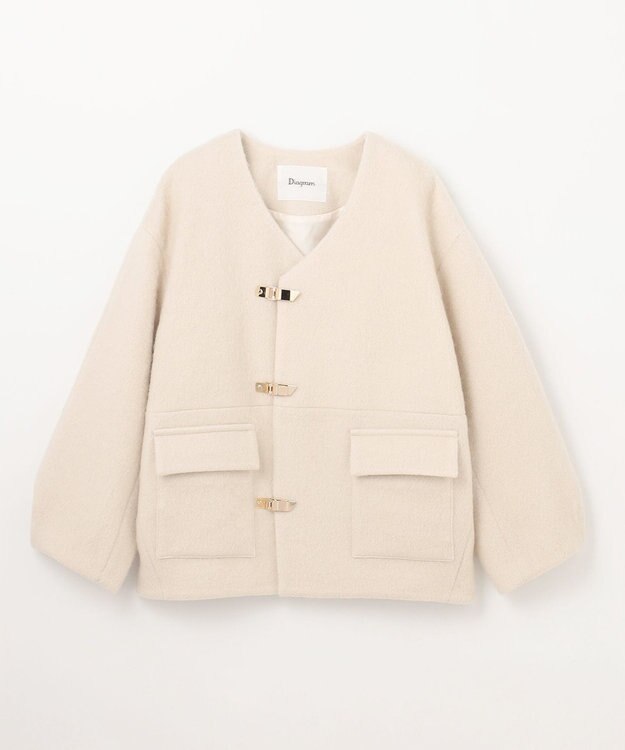 GRACE CONTINENTAL ノーカラーシャギーコート キナリ