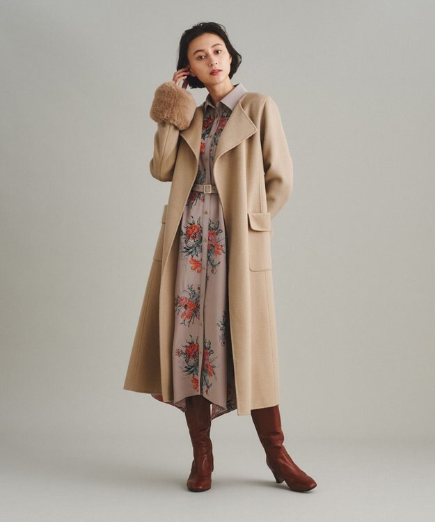 GRACE CONTINENTAL リバーファーガウンコート ベージュ