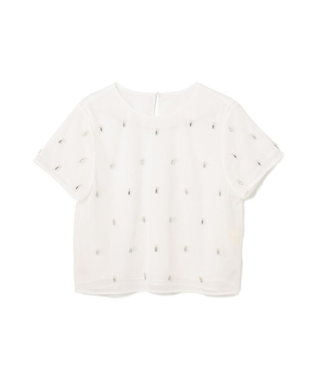 GRACE CONTINENTAL ビジューチュールトップ ホワイト