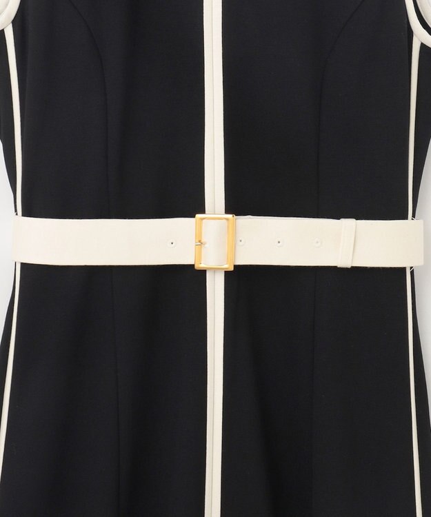 GRACE CONTINENTAL 配色ポンチフレアワンピース ブラック