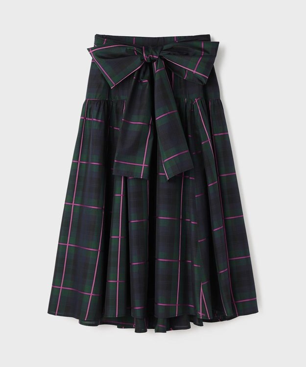 GRACE CONTINENTAL シルクブラックウォッチスカート グリーン