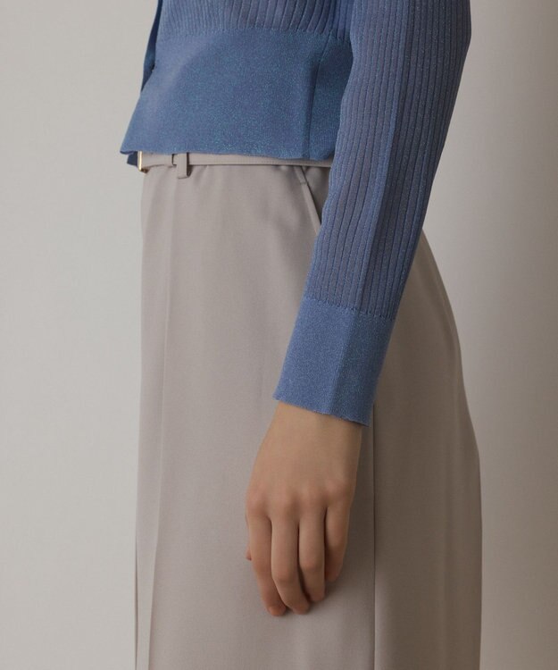 GRACE CONTINENTAL ラメリブシアーニットカーディガン ブルー