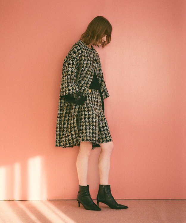 GRACE CONTINENTAL シャイニーツイードハーフパンツ ネイビー