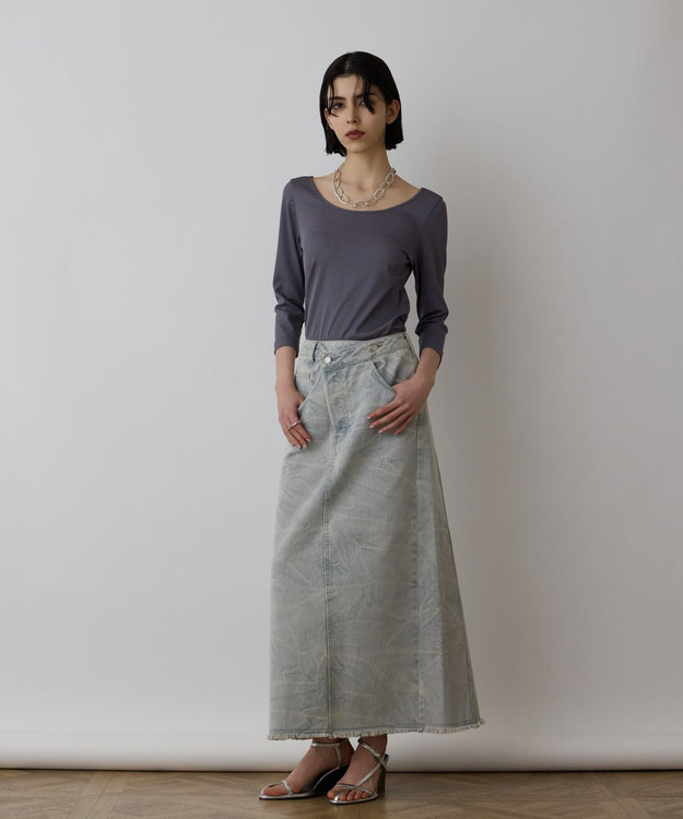 GRACE CONTINENTAL テレコボートネックトップ グレー