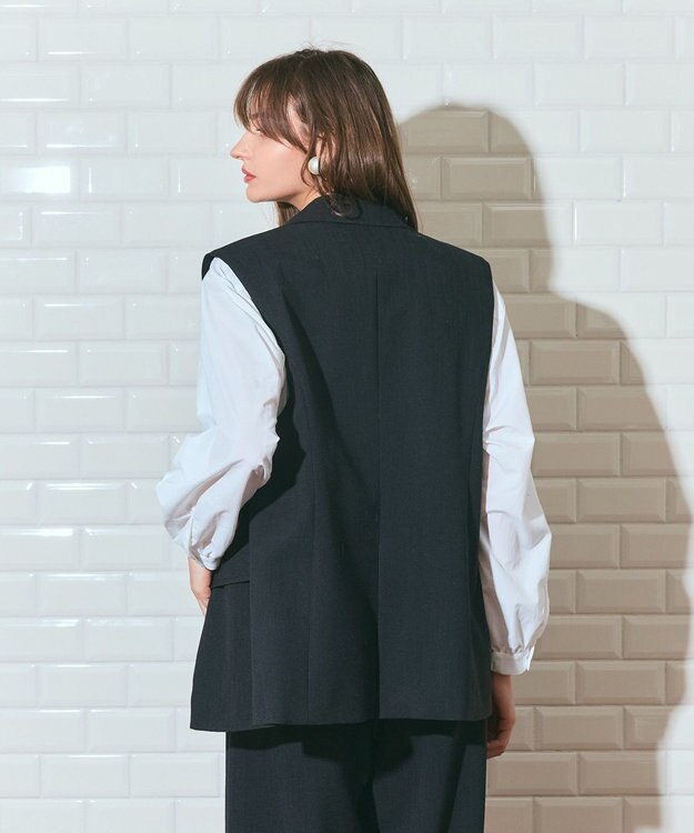 GRACE CONTINENTAL リネンタッチジレジャケット ブラック