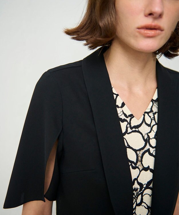 GRACE CONTINENTAL ケープスリーブシアージャケット ブラック