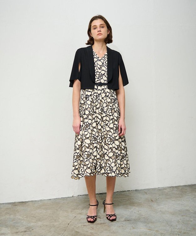 GRACE CONTINENTAL ケープスリーブシアージャケット ブラック