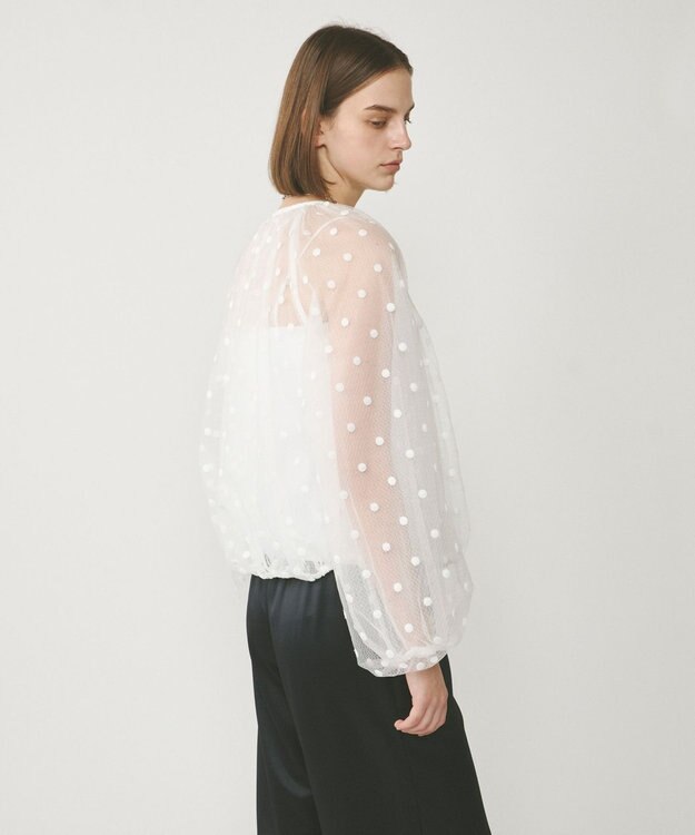 GRACE CONTINENTAL チュールノーカラーブルゾン ホワイト