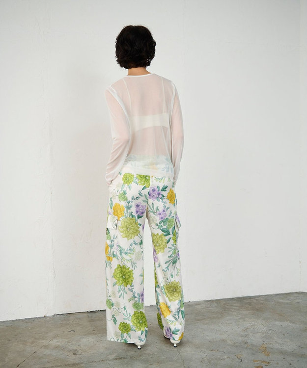 GRACE CONTINENTAL フラワープリントワークパンツ キナリ