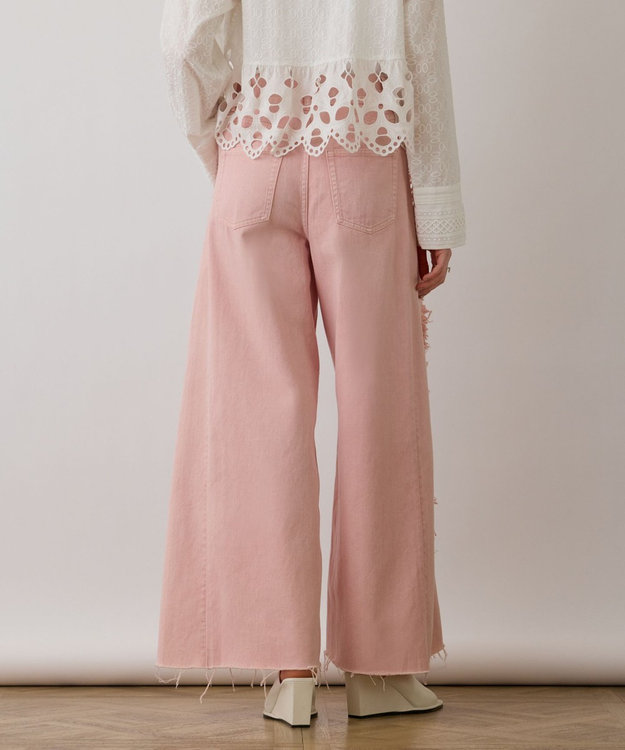 GRACE CONTINENTAL フリンジバギーパンツ ピンク