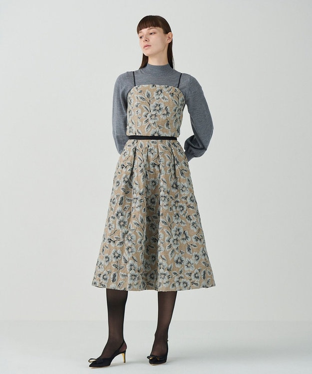 GRACE CONTINENTAL ボタニカルセパレートドレス グレー