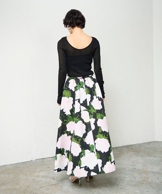 GRACE CONTINENTAL グログランボタニカルスカート ブラック