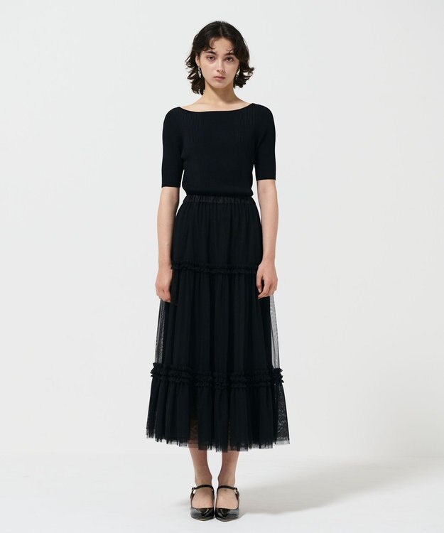 GRACE CONTINENTAL リブカシュクールニットトップ ブラック