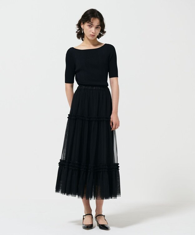 GRACE CONTINENTAL リブカシュクールニットトップ ブラック