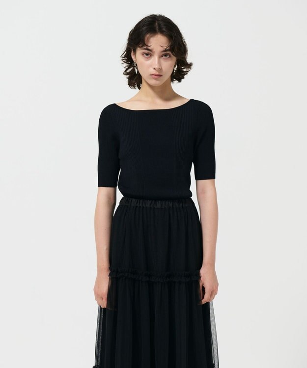 GRACE CONTINENTAL リブカシュクールニットトップ ブラック
