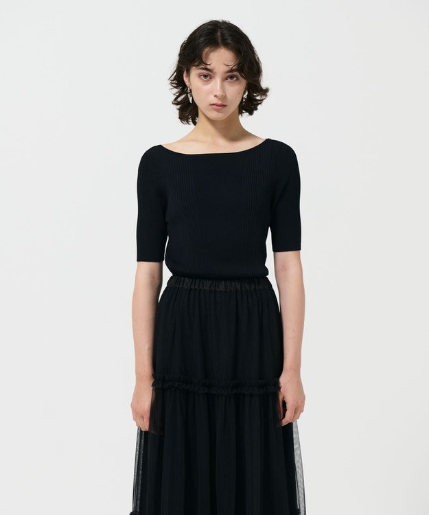 GRACE CONTINENTAL リブカシュクールニットトップ ブラック