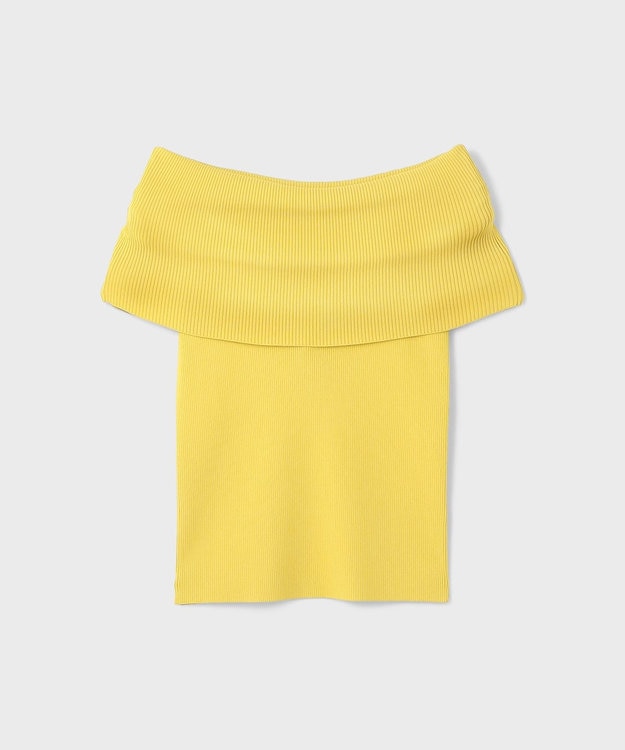 GRACE CONTINENTAL オフショルリブニットトップ イエロー