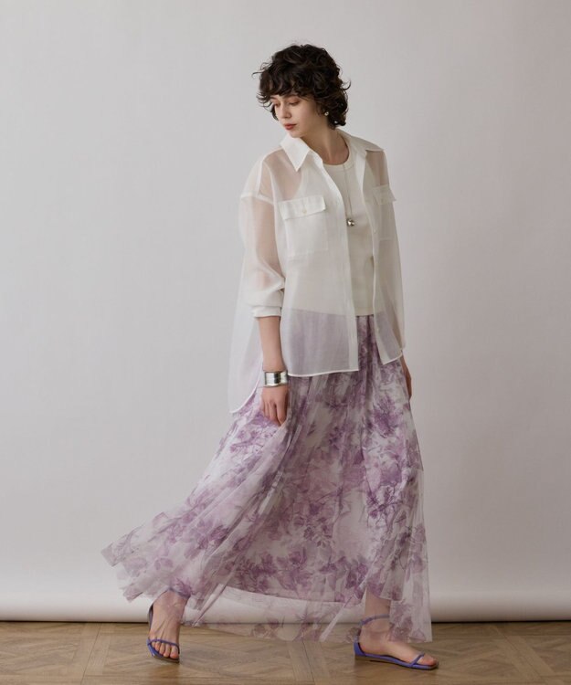 GRACE CONTINENTAL シャドーフラワープリントスカート ピンク