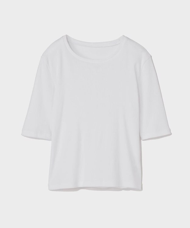 GRACE CONTINENTAL ハーフスリーブリブトップ ホワイト