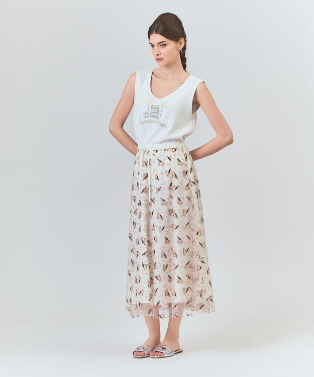 GRACE CONTINENTAL マリンembフレアスカート キナリ