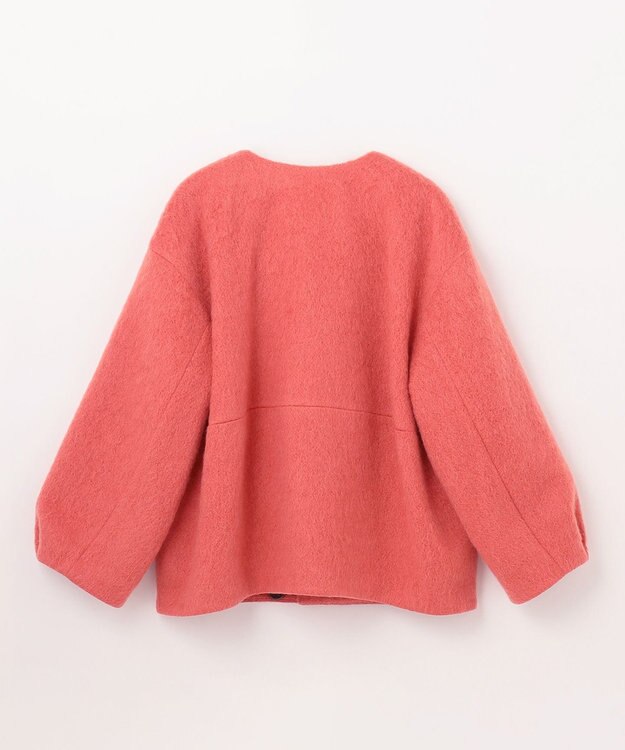 GRACE CONTINENTAL ノーカラーシャギーコート ピンク