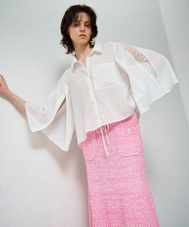 GRACE CONTINENTAL シアーポンチョシャツ ホワイト