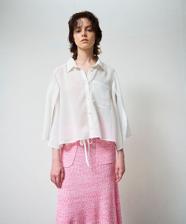 GRACE CONTINENTAL シアーポンチョシャツ ホワイト