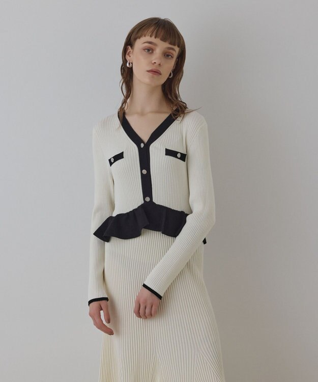 GRACE CONTINENTAL バイカラーニットワンピース ホワイト