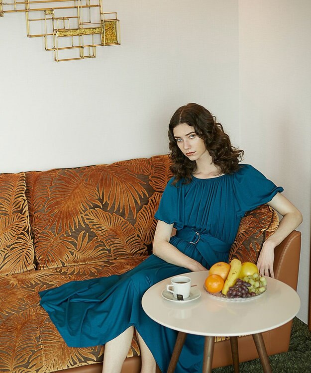 GRACE CONTINENTAL 【LIFE STYLE WEAR】ベルト付カットソーワンピース ブルー