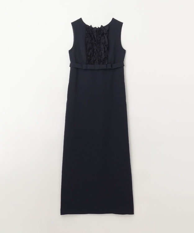 GRACE CONTINENTAL シアーラッフルロングドレス ネイビー