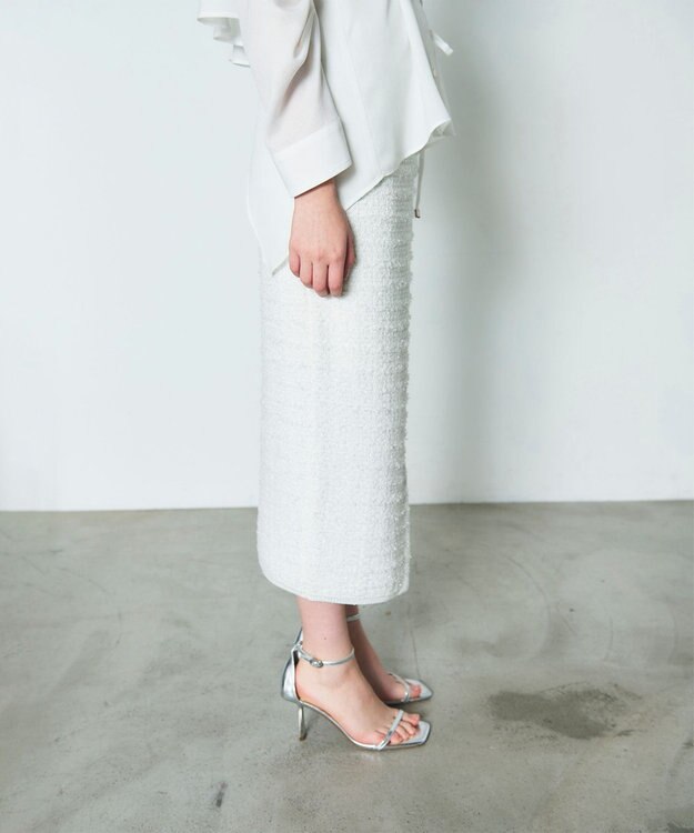 GRACE CONTINENTAL ラメツイードニットスカート ホワイト